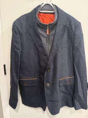 Circle of Gentlemen Seamus Tweed Blazer Navy Blue Size 56 Regular  Men’s
